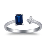 Aliyah 10K White Gold Emerald-Cut Blue Sapphire Ring