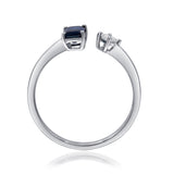 Amelia 10K White Gold Emerald-Cut Blue Sapphire Ring