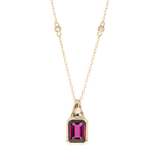 Valerie 14K Yellow Gold Emerald-Cut Rhodolite Garnet Pendant