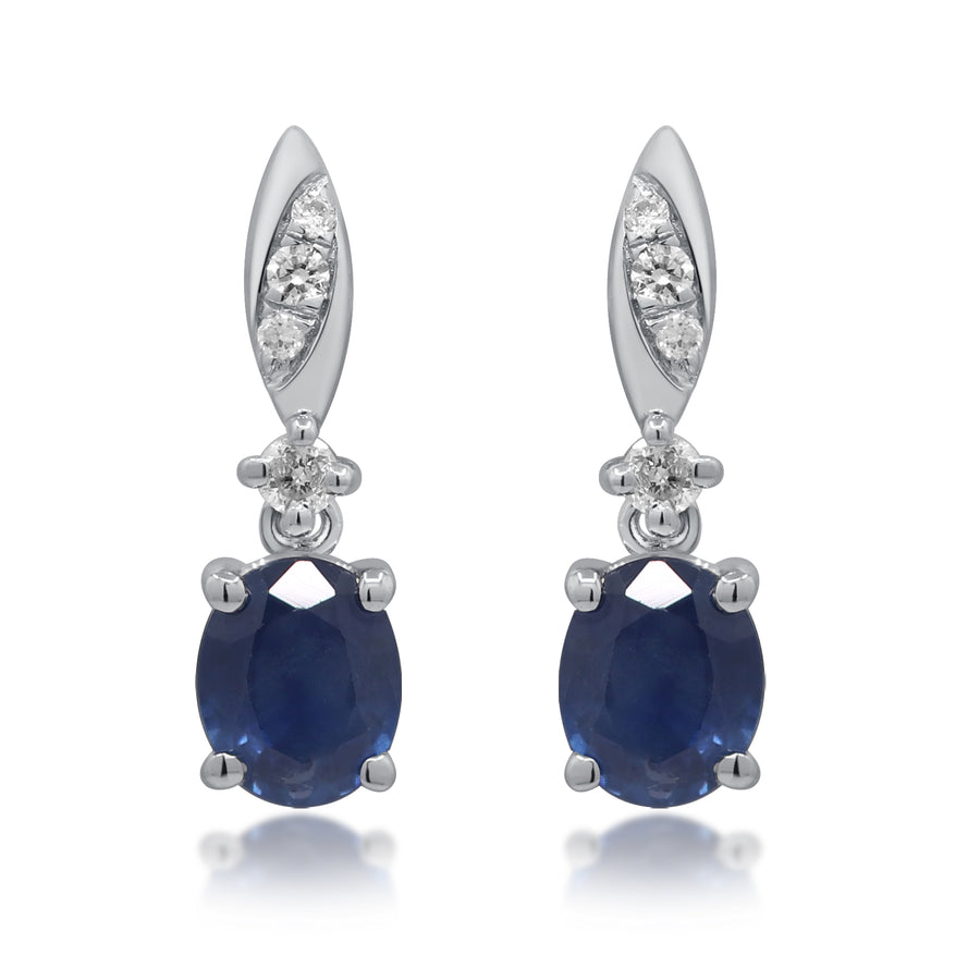 Nova 14K White Gold Oval-Cut Ceylon Blue Sapphire Earrings