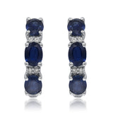 Elena 14K White Gold Oval-Cut Blue Sapphire Earrings