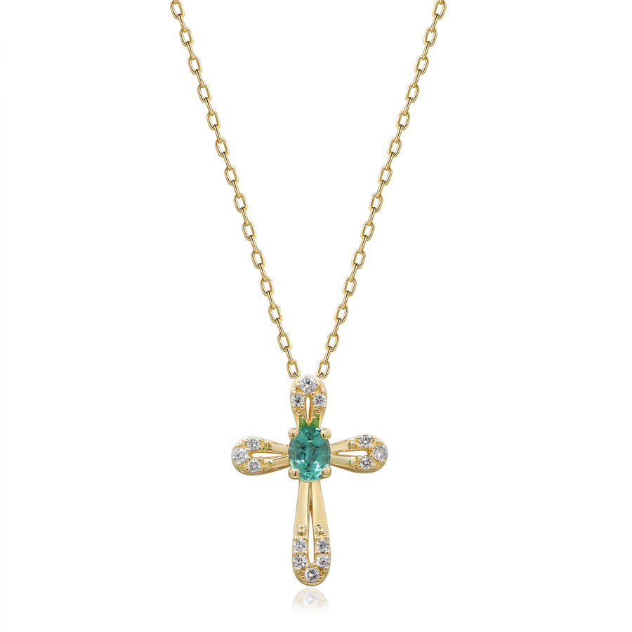 Amelia 10K Yellow Gold Oval-Cut Emerald Pendant