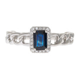 Amelia 10K White Gold Emerald-Cut Blue Sapphire Ring