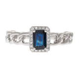 Sloane 10K White Gold Emerald-Cut Blue Sapphire Ring