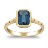 Ainoi 10K Yellow Gold Emerald-Cut Brazilian London Blue Topaz Ring
