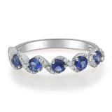Hallie 10K White Gold Round-Cut Blue Sapphire Ring