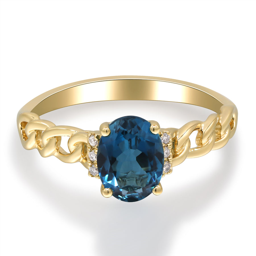 Hannah 10K Yellow Gold Oval-Cut Brazilian London Blue Topaz Ring