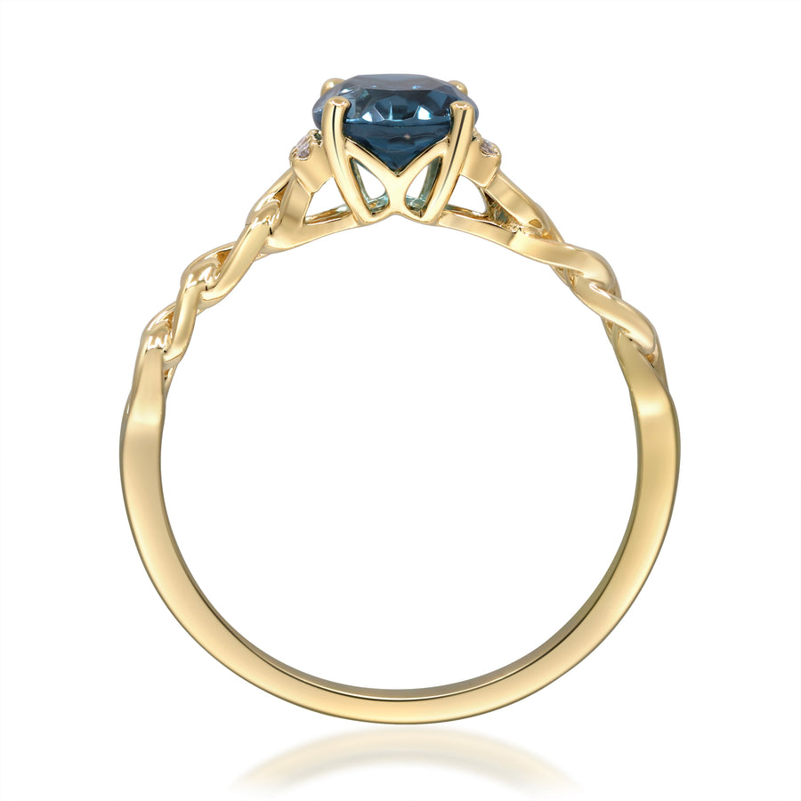 Hannah 10K Yellow Gold Oval-Cut Brazilian London Blue Topaz Ring