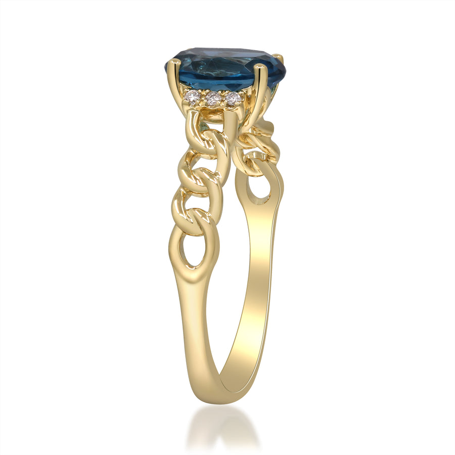 Hannah 10K Yellow Gold Oval-Cut Brazilian London Blue Topaz Ring