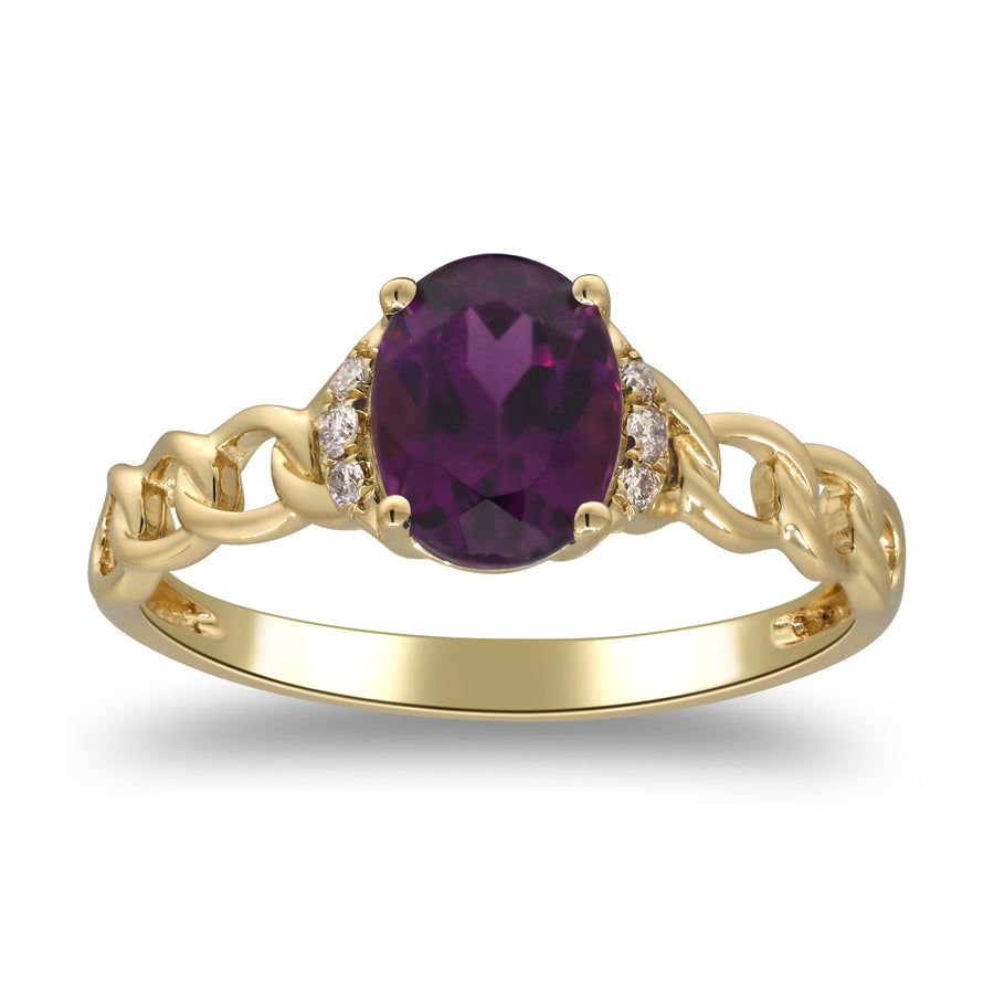 Ainoi 10K Yellow Gold Oval-Cut Rhodolite Ring