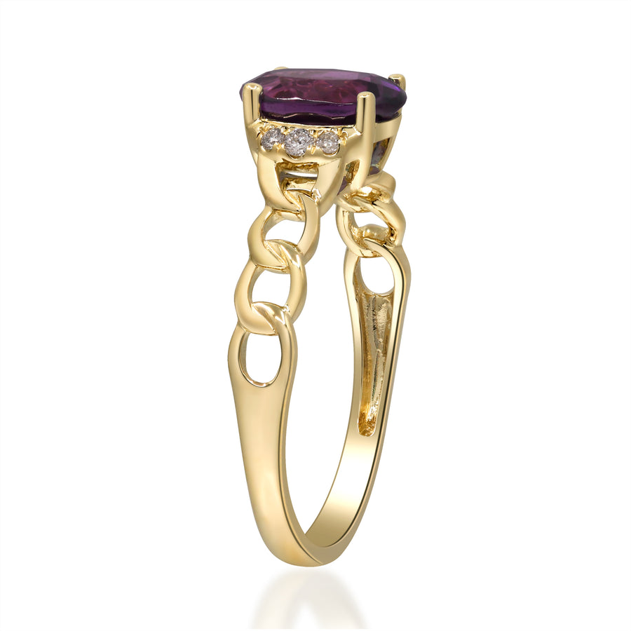 Ainoi 10K Yellow Gold Oval-Cut Rhodolite Ring