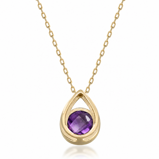 Valerie 14K Yellow Gold Round-Cut Amethyst Pendant