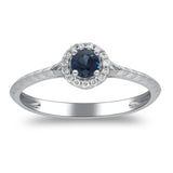 Victoria 14K White Gold Round-Cut Blue Sapphire Ring
