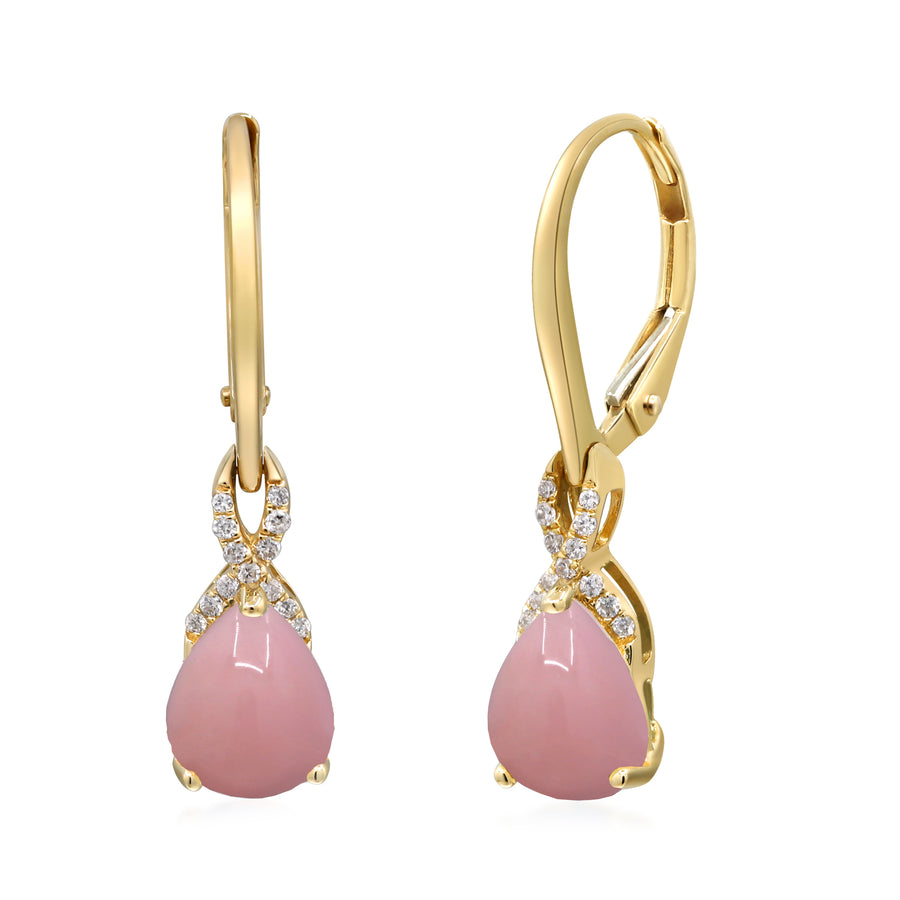 Emmie 10K Yellow Gold Pear-cut Peruvian Pink Opal Earrings