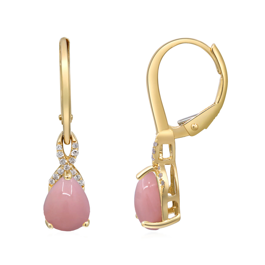 Emmie 10K Yellow Gold Pear-cut Peruvian Pink Opal Earrings