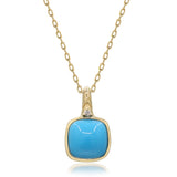 Savannah 10K Yellow Gold Cushion-Cut Arizona Turquoise Pendant
