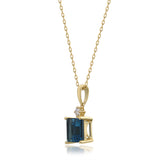 Isabel 10K Yellow Gold Square-Cut Brazilian London Blue Topaz Pendant