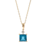 Isabel 10K Yellow Gold Square-Cut Brazilian London Blue Topaz Pendant
