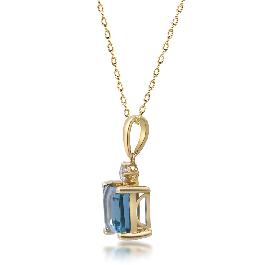 Isabel 10K Yellow Gold Square-Cut Brazilian London Blue Topaz Pendant