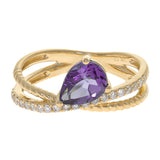 Skylar 10K Yellow Gold Pear-Cut Amethyst Ring
