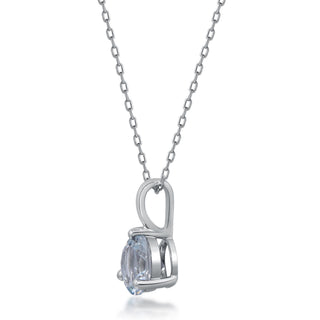 Hazel 10K White Gold Round-Cut Brazilian Aquamarine Pendant
