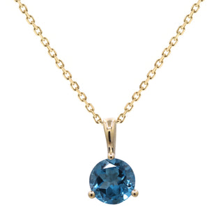 Alexandra 10K Yellow Gold Round-Cut Brazilian London Blue Topaz Pendant