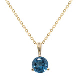 Alexandra 10K Yellow Gold Round-Cut Brazilian London Blue Topaz Pendant
