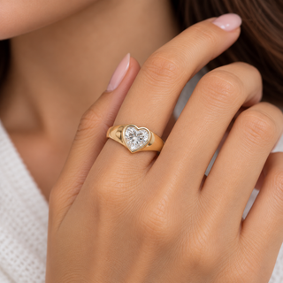 14K Yellow Gold Heart-Cut LAB Grown Diamond Ring