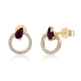 Mindy 14K Yellow Gold Pear-Cut Mozambique Ruby Earring