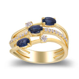 Leah 14K Yellow Gold Oval-Cut Blue Sapphire Ring