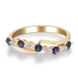 Natalie 14K Yellow Gold Round-Cut Blue Sapphire Ring