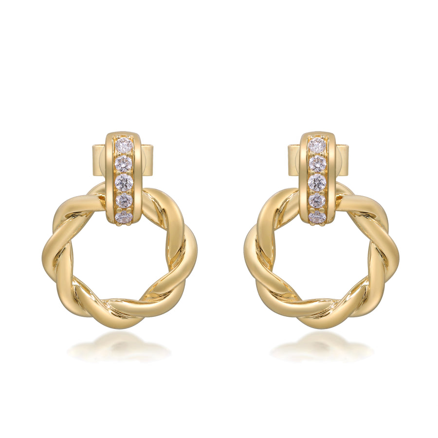 Amelia 14K Yellow Gold Round-Cut White Diamond Earring