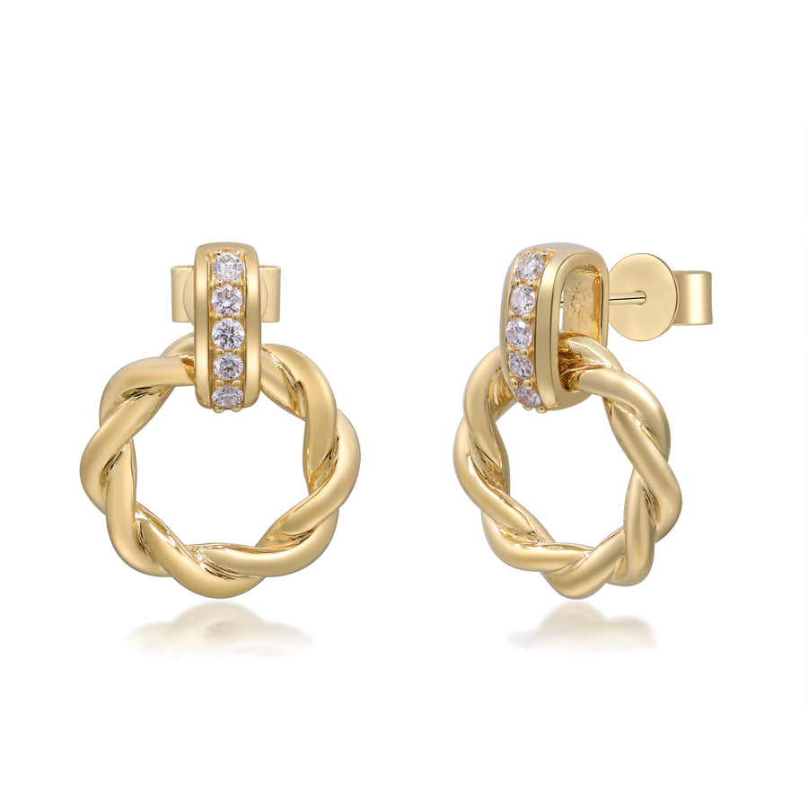 Amelia 14K Yellow Gold Round-Cut White Diamond Earring