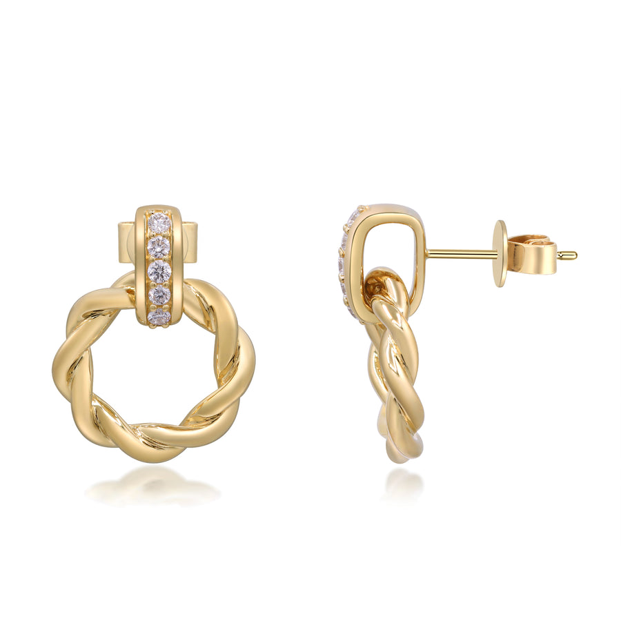 Amelia 14K Yellow Gold Round-Cut White Diamond Earring