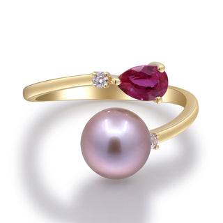 Kamilah 10K Yellow Gold Round-Cut Pearl Ring