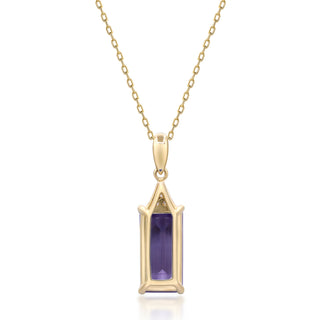 Valerie 10K Yellow Gold Emerald-Cut Pink Amethyst Pendant
