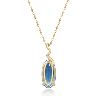 Valerie 14K Yellow Gold Oval-Cut Swiss Blue Topaz Pendant