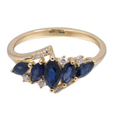 Daisy 14K Yellow Gold Marquise-Cut Blue Sapphire Ring