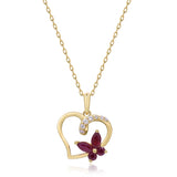 Butterfly Heart 14K Yellow Gold Mozambique Ruby Pendant