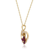 Butterfly Heart 14K Yellow Gold Mozambique Ruby Pendant