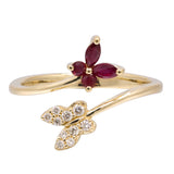 Butterfly 14K Yellow Gold Marquise-Cut Mozambique Ruby Ring