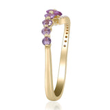 Naini 925 Sterling Silver Round-Cut Pink Sapphire Ring