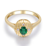 Lily Oval-Cut Emerald & Diamond Dome 14K Ring