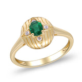 Lily Oval-Cut Emerald & Diamond Dome 14K Ring