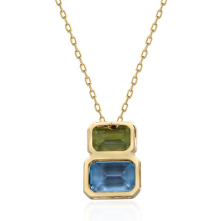 Valerie 14K Yellow Gold Emerald-Cut Swiss Blue Topaz Pendant