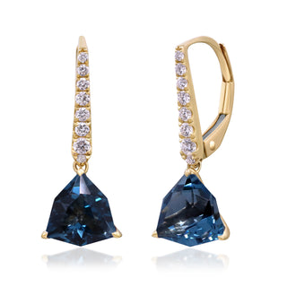 Abby 10K Yellow Gold Trillion-Cut Brazilian London Blue Topaz Earrings