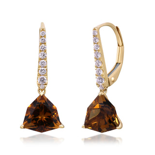 Abby 10K Yellow Gold Trillion-Cut Whisky Quartz Earrings