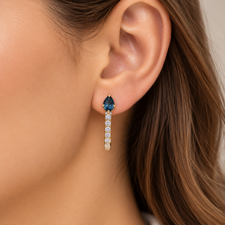 Amelie 10K Yellow Gold Pear-Cut Brazilian London Blue Topaz Earrings
