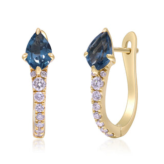 Amelie 10K Yellow Gold Pear-Cut Brazilian London Blue Topaz Earrings