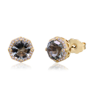 Abby 10K Yellow Gold Round-Cut Green Amethyst Earrings